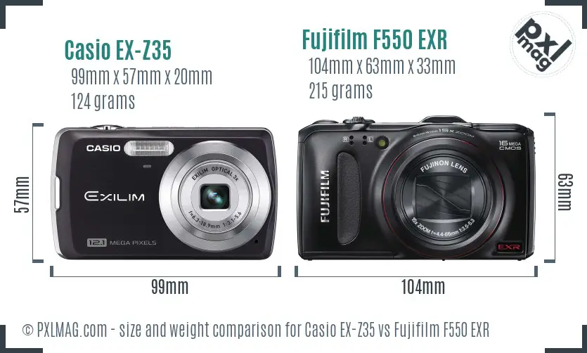 Casio EX-Z35 vs Fujifilm F550 EXR size comparison