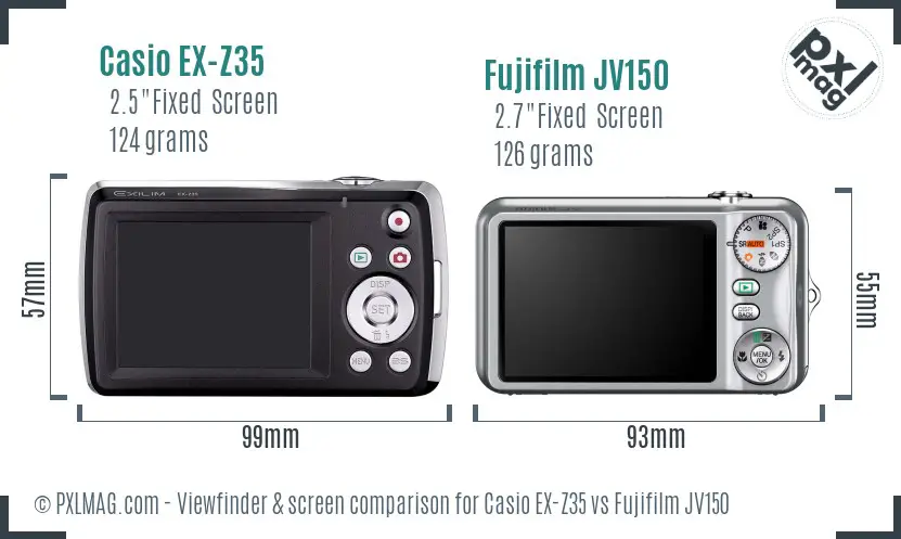 Casio EX-Z35 vs Fujifilm JV150 Screen and Viewfinder comparison Casio EX-Z35 vs Fujifilm JV150 Screen and Viewfinder comparison