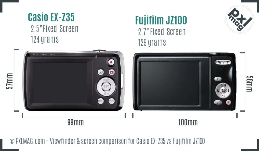Casio EX-Z35 vs Fujifilm JZ100 Screen and Viewfinder comparison Casio EX-Z35 vs Fujifilm JZ100 Screen and Viewfinder comparison