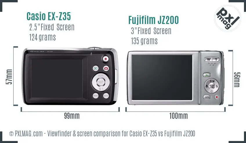 Casio EX-Z35 vs Fujifilm JZ200 Screen and Viewfinder comparison