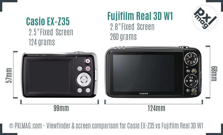 Casio EX-Z35 vs Fujifilm Real 3D W1 Screen and Viewfinder comparison Casio EX-Z35 vs Fujifilm Real 3D W1 Screen and Viewfinder comparison