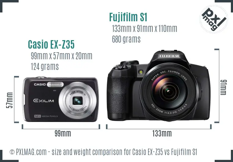 Casio EX-Z35 vs Fujifilm S1 size comparison