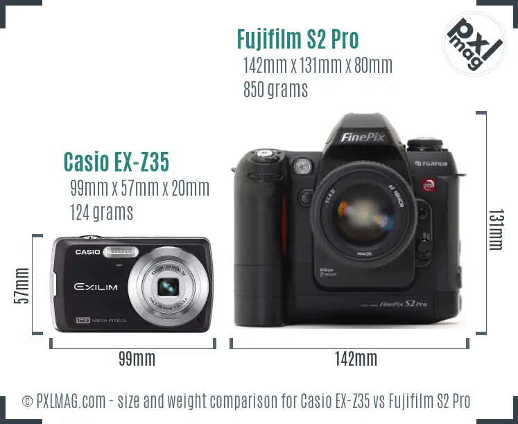 Casio EX-Z35 vs Fujifilm S2 Pro size comparison