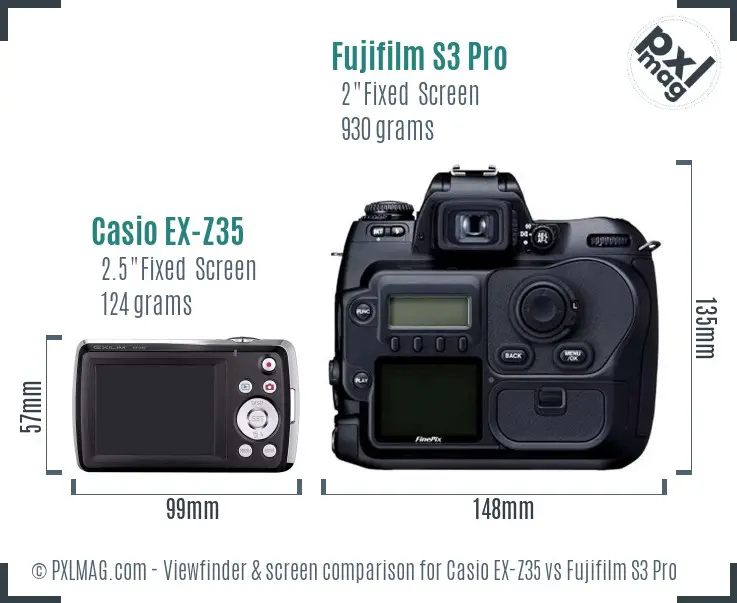Casio EX-Z35 vs Fujifilm S3 Pro Screen and Viewfinder comparison Casio EX-Z35 vs Fujifilm S3 Pro Screen and Viewfinder comparison