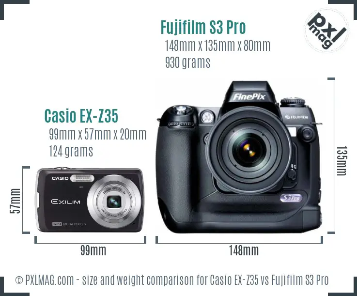 Casio EX-Z35 vs Fujifilm S3 Pro size comparison Casio EX-Z35 vs Fujifilm S3 Pro size comparison