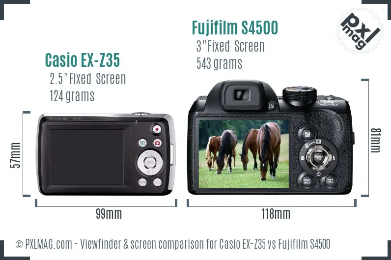 Casio EX-Z35 vs Fujifilm S4500 Screen and Viewfinder comparison Casio EX-Z35 vs Fujifilm S4500 Screen and Viewfinder comparison