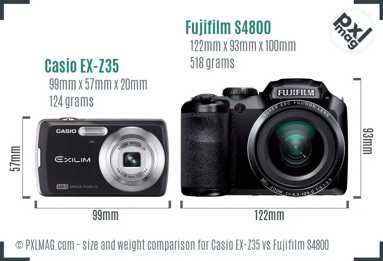 Casio EX-Z35 vs Fujifilm S4800 size comparison