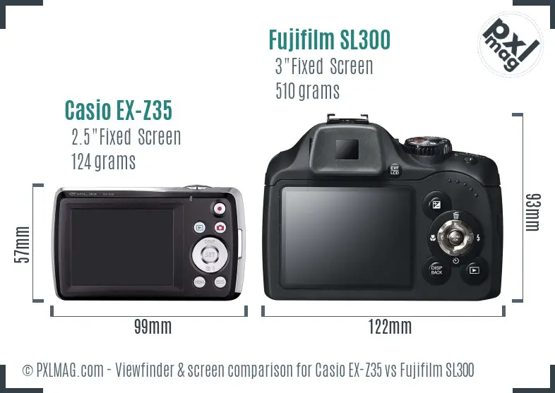 Casio EX-Z35 vs Fujifilm SL300 Screen and Viewfinder comparison Casio EX-Z35 vs Fujifilm SL300 Screen and Viewfinder comparison