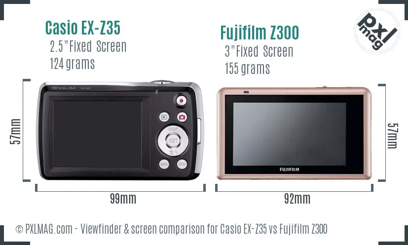 Casio EX-Z35 vs Fujifilm Z300 Screen and Viewfinder comparison