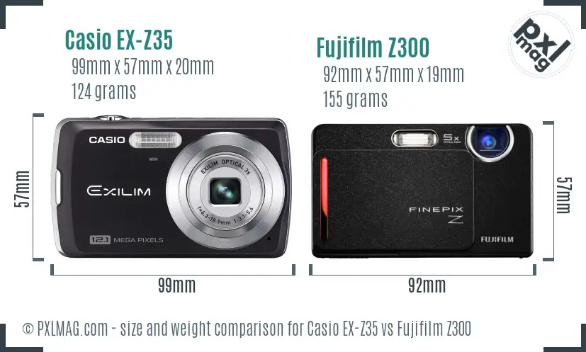 Casio EX-Z35 vs Fujifilm Z300 size comparison