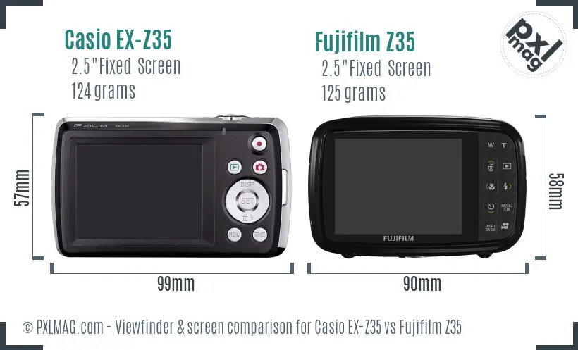 Casio EX-Z35 vs Fujifilm Z35 Screen and Viewfinder comparison
