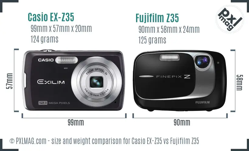 Casio EX-Z35 vs Fujifilm Z35 size comparison