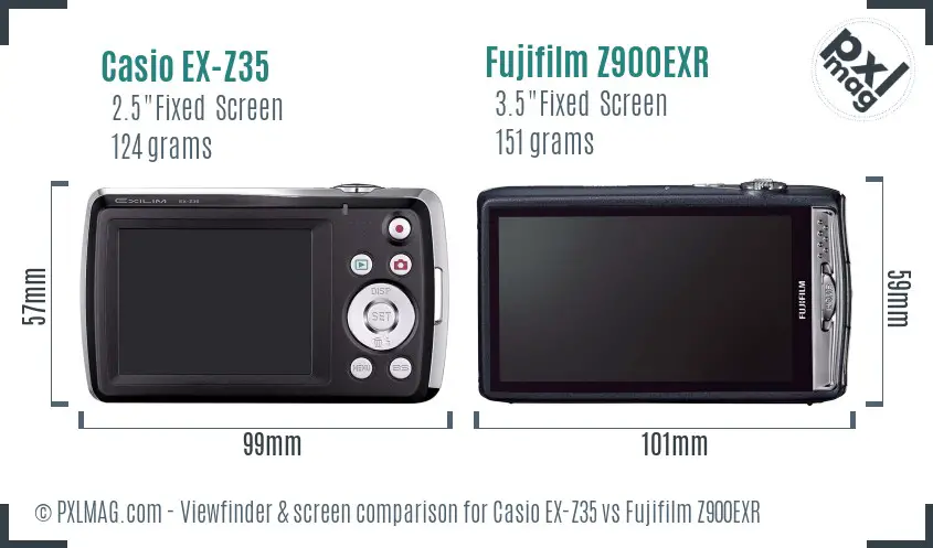 Casio EX-Z35 vs Fujifilm Z900EXR Screen and Viewfinder comparison
