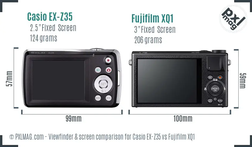 Casio EX-Z35 vs Fujifilm XQ1 Screen and Viewfinder comparison