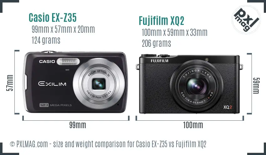 Casio EX-Z35 vs Fujifilm XQ2 size comparison