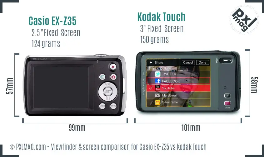 Casio EX-Z35 vs Kodak Touch Screen and Viewfinder comparison Casio EX-Z35 vs Kodak Touch Screen and Viewfinder comparison