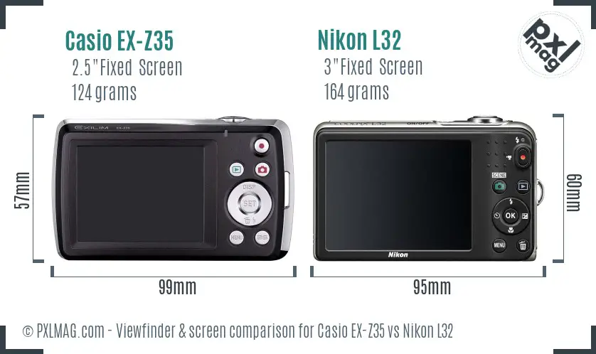 Casio EX-Z35 vs Nikon L32 Screen and Viewfinder comparison