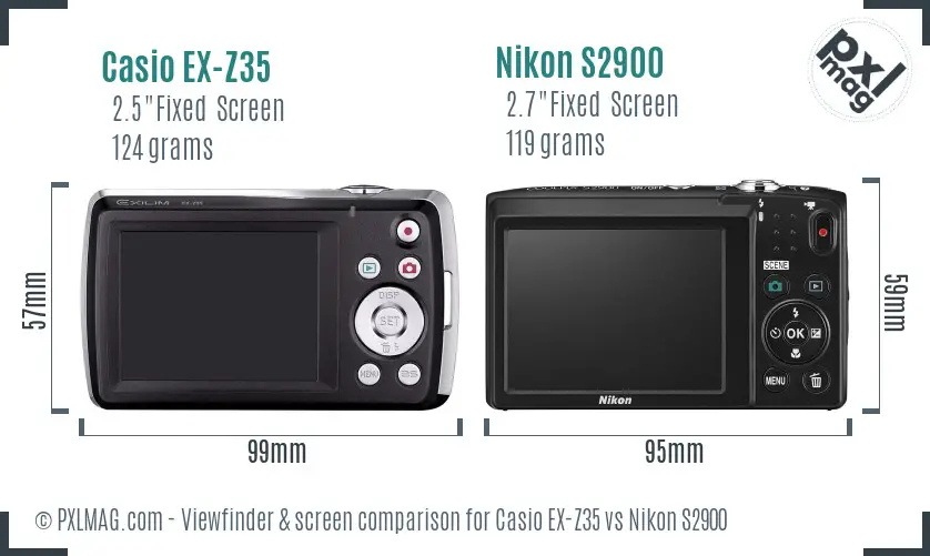 Casio EX-Z35 vs Nikon S2900 Screen and Viewfinder comparison Casio EX-Z35 vs Nikon S2900 Screen and Viewfinder comparison