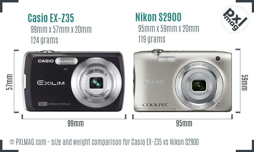 Casio EX-Z35 vs Nikon S2900 size comparison Casio EX-Z35 vs Nikon S2900 size comparison