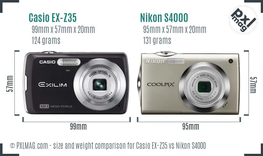 Casio EX-Z35 vs Nikon S4000 size comparison