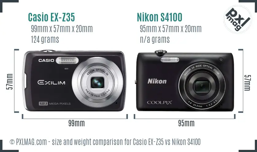 Casio EX-Z35 vs Nikon S4100 size comparison