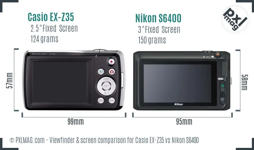 Casio EX-Z35 vs Nikon S6400 Screen and Viewfinder comparison