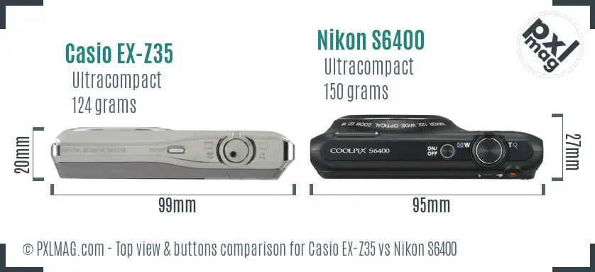 Casio EX-Z35 vs Nikon S6400 top view buttons comparison