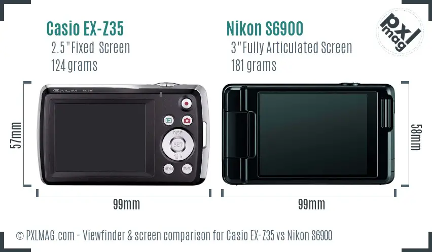 Casio EX-Z35 vs Nikon S6900 Screen and Viewfinder comparison