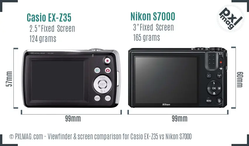 Casio EX-Z35 vs Nikon S7000 Screen and Viewfinder comparison