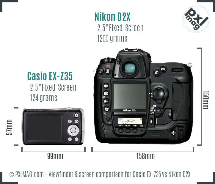 Casio EX-Z35 vs Nikon D2X Screen and Viewfinder comparison