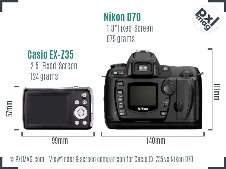 Casio EX-Z35 vs Nikon D70 Screen and Viewfinder comparison