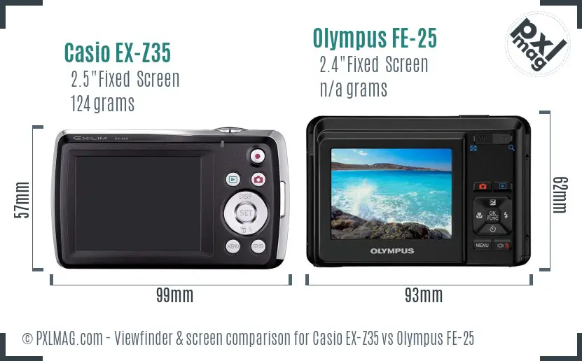 Casio EX-Z35 vs Olympus FE-25 Screen and Viewfinder comparison Casio EX-Z35 vs Olympus FE-25 Screen and Viewfinder comparison