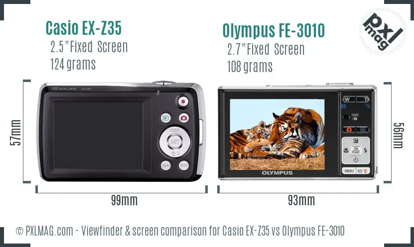 Casio EX-Z35 vs Olympus FE-3010 Screen and Viewfinder comparison