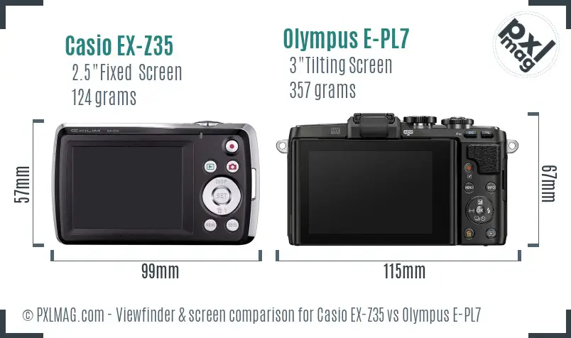 Casio EX-Z35 vs Olympus E-PL7 Screen and Viewfinder comparison