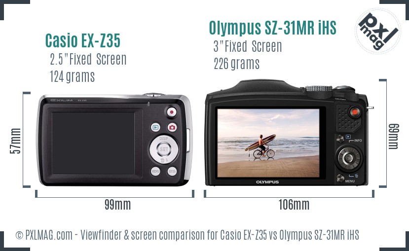 Casio EX-Z35 vs Olympus SZ-31MR iHS Screen and Viewfinder comparison