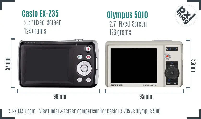 Casio EX-Z35 vs Olympus 5010 Screen and Viewfinder comparison