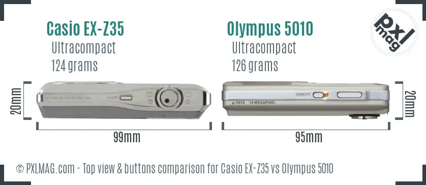 Casio EX-Z35 vs Olympus 5010 top view buttons comparison