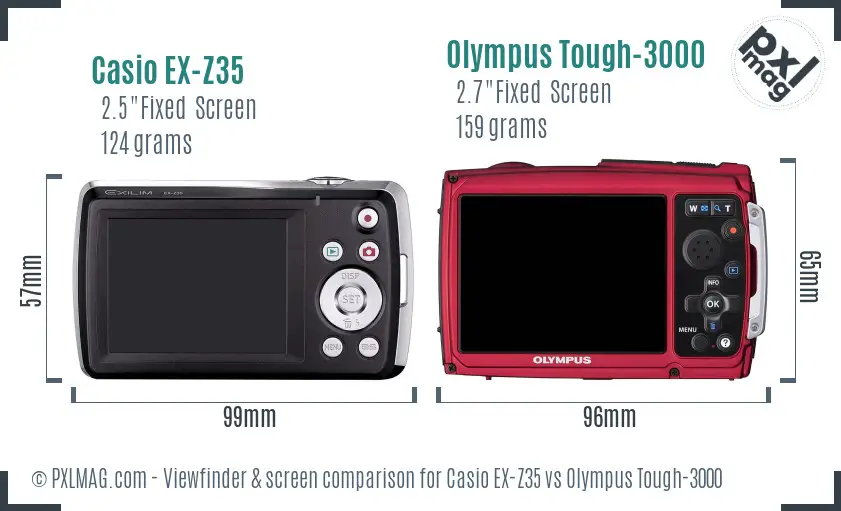 Casio EX-Z35 vs Olympus Tough-3000 Screen and Viewfinder comparison
