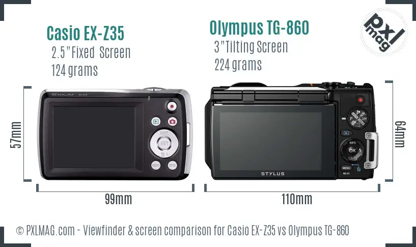 Casio EX-Z35 vs Olympus TG-860 Screen and Viewfinder comparison Casio EX-Z35 vs Olympus TG-860 Screen and Viewfinder comparison