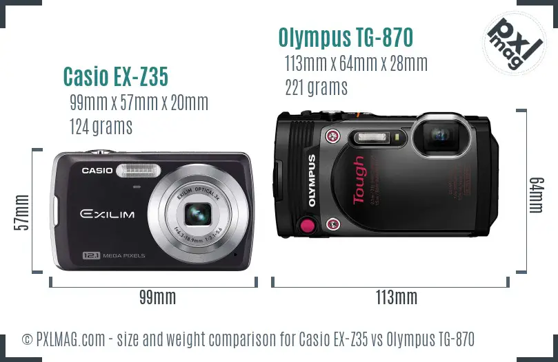 Casio EX-Z35 vs Olympus TG-870 size comparison