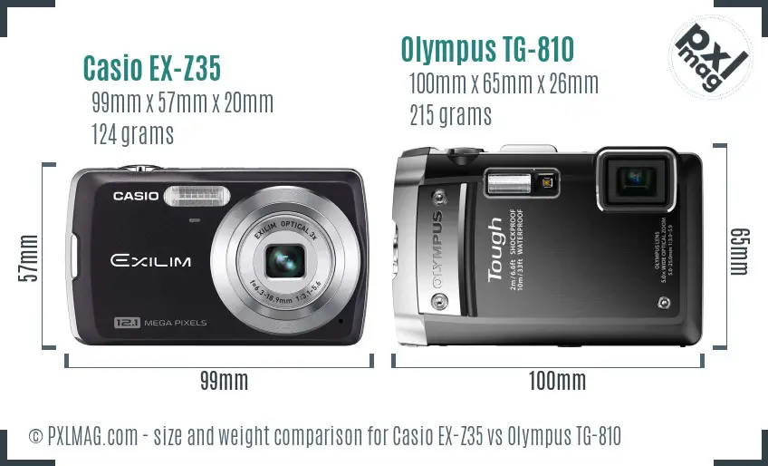 Casio EX-Z35 vs Olympus TG-810 size comparison