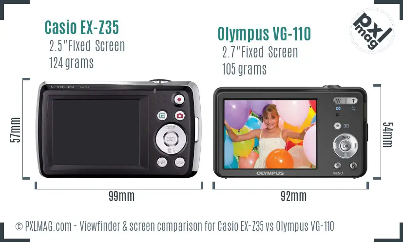 Casio EX-Z35 vs Olympus VG-110 Screen and Viewfinder comparison