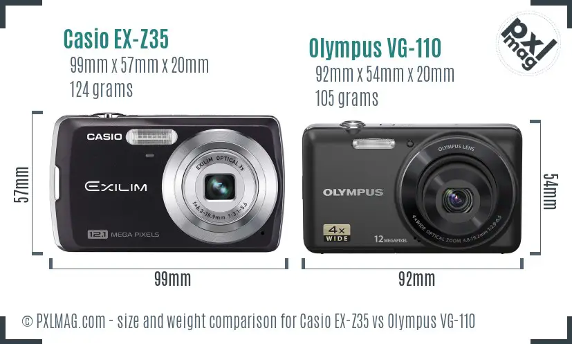 Casio EX-Z35 vs Olympus VG-110 size comparison