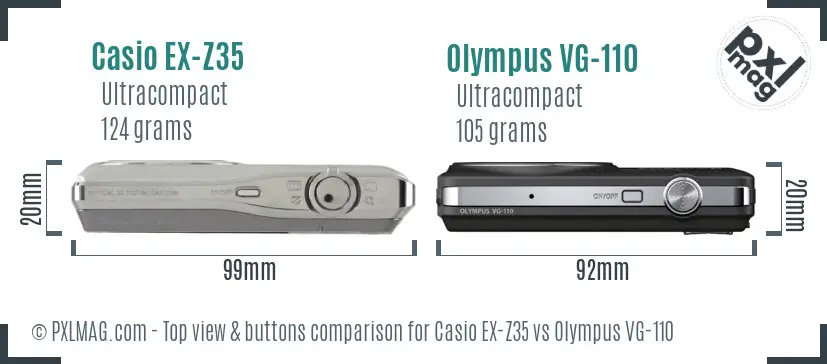 Casio EX-Z35 vs Olympus VG-110 top view buttons comparison