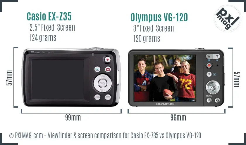 Casio EX-Z35 vs Olympus VG-120 Screen and Viewfinder comparison