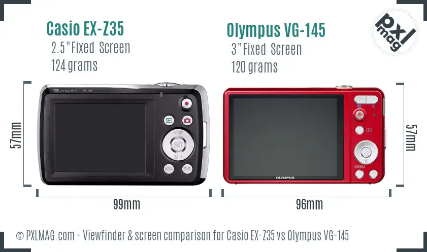 Casio EX-Z35 vs Olympus VG-145 Screen and Viewfinder comparison