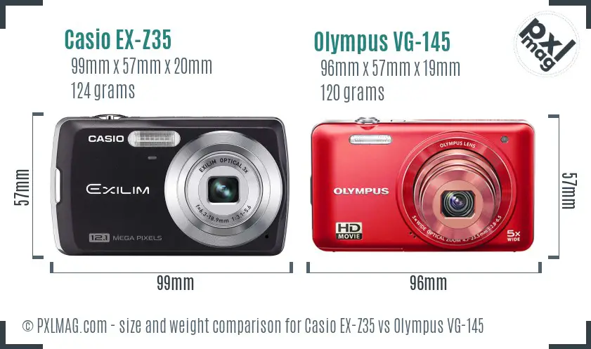 Casio EX-Z35 vs Olympus VG-145 size comparison