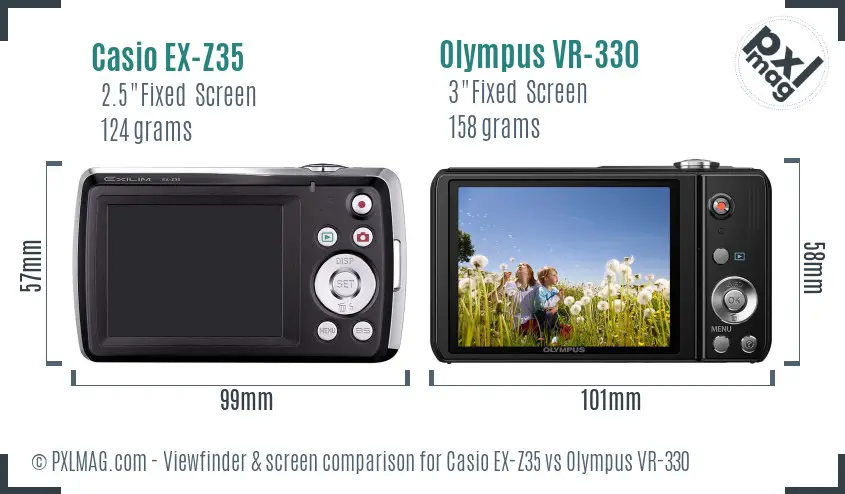 Casio EX-Z35 vs Olympus VR-330 Screen and Viewfinder comparison