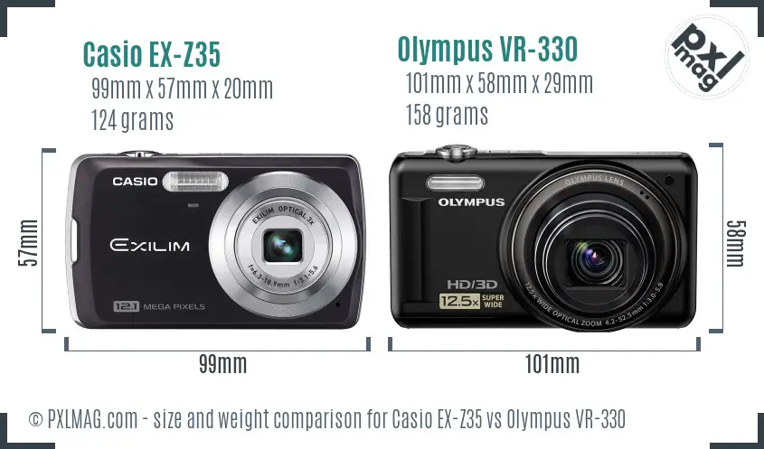 Casio EX-Z35 vs Olympus VR-330 size comparison