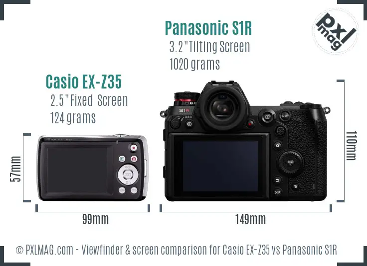 Casio EX-Z35 vs Panasonic S1R Screen and Viewfinder comparison